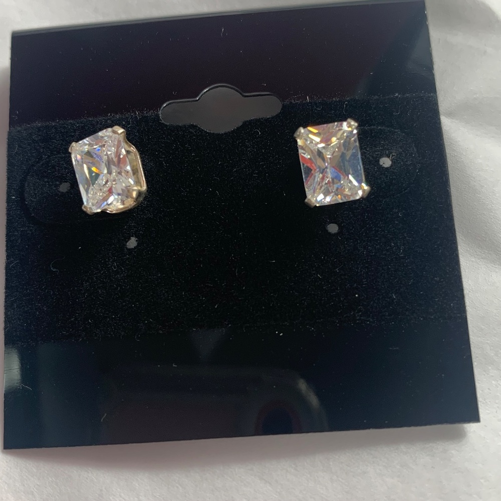 Emerald Cut Swarovski Crystal Solitaire Stud Earrings